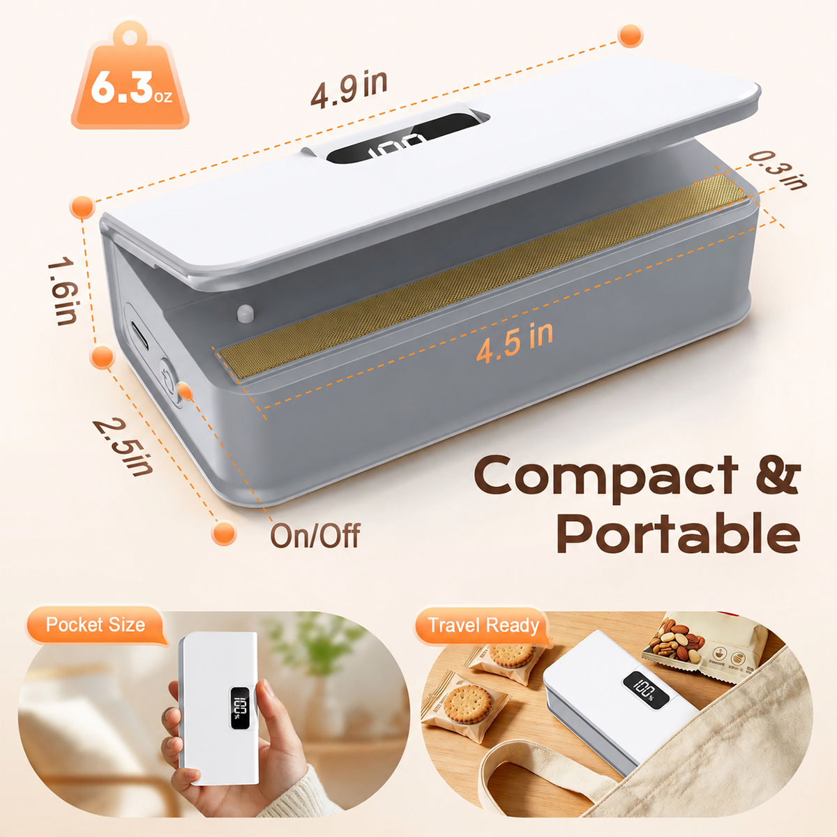 ✨Rechargeable Mini Bag Sealer – 6 Heat Levels, Portable Resealer with Magnet & Cutter for Chips, Mylar & Plastic Bags, Perfect Gift for Family & Friends🥳