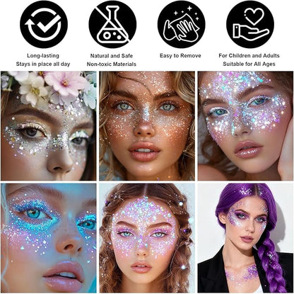 Rainbow Face & Body Glitter Stick, Festival Party Sequins Accessories