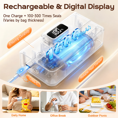 ✨Rechargeable Mini Bag Sealer – 6 Heat Levels, Portable Resealer with Magnet & Cutter for Chips, Mylar & Plastic Bags, Perfect Gift for Family & Friends🥳