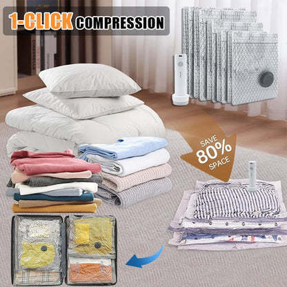 Travel Vacuum Storage Bags Cordless Compression Organizer Bag Set