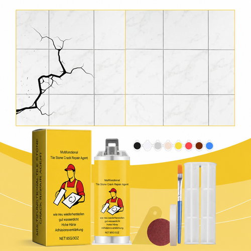 🔥🔧Quick-Drying Tile Repair Glue - Complete Tool Kit for DIY – Fix Cracks Permanently in Minutes!✨