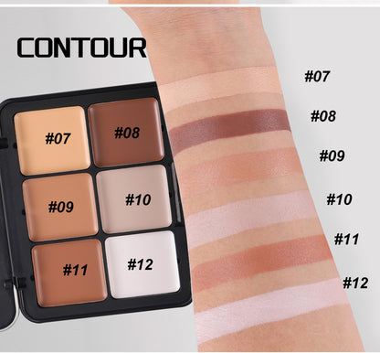 Dual Makeup Palette 6 Colors Concealer Blush Waterproof Long Wear Facial Cosmetics