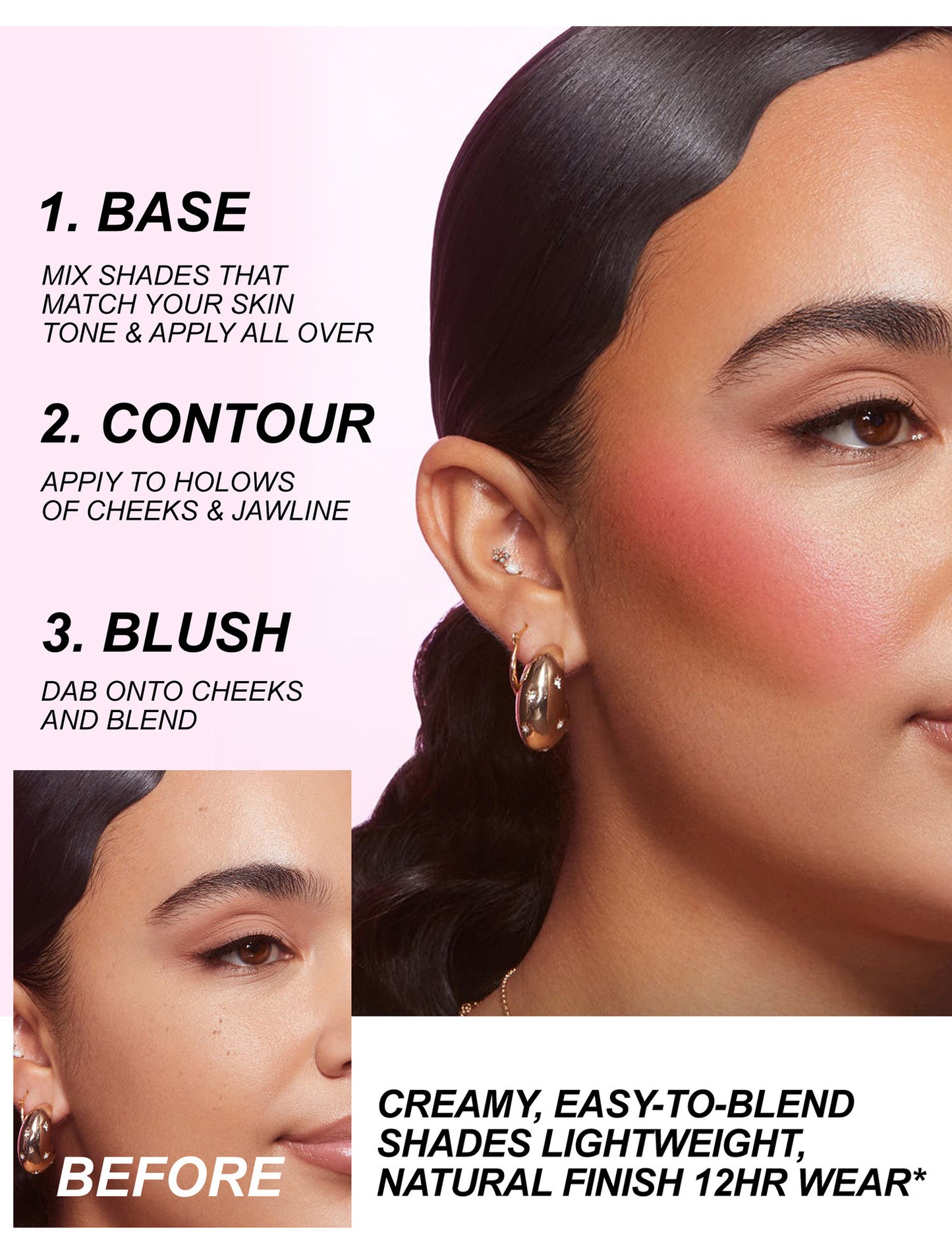 Dual Makeup Palette 6 Colors Concealer Blush Waterproof Long Wear Facial Cosmetics