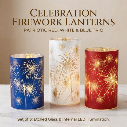 🎆 Patriotic Firework Lantern Set – Red, White & Blue Hanging Decorations for Parties & Celebrations ✨